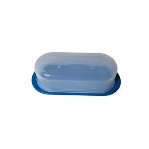 Tupperware Impressions Butter Dish Opaque Top Saffire Blue Bottom NEW